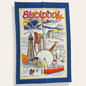 Vintage Blackpool 100% Cotton Souvenir Tea Towel